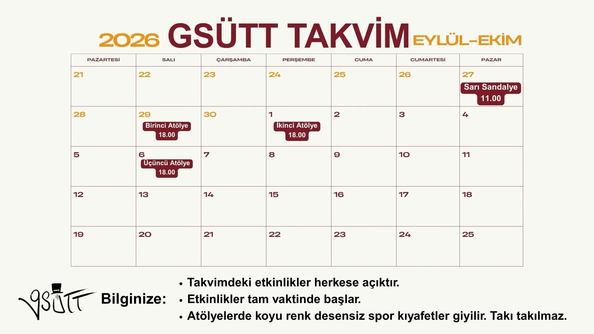 GSÜTT Takvimi Etkinlikleri